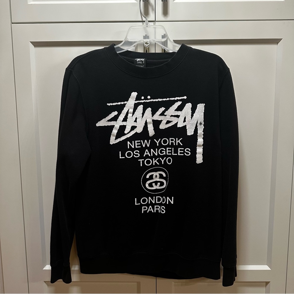 Stussy Graphic Sweater - Men’s Small in Black Cotton Blend